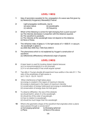 Comprehensive MCQs and Concepts on Light Wave Propagation and ...