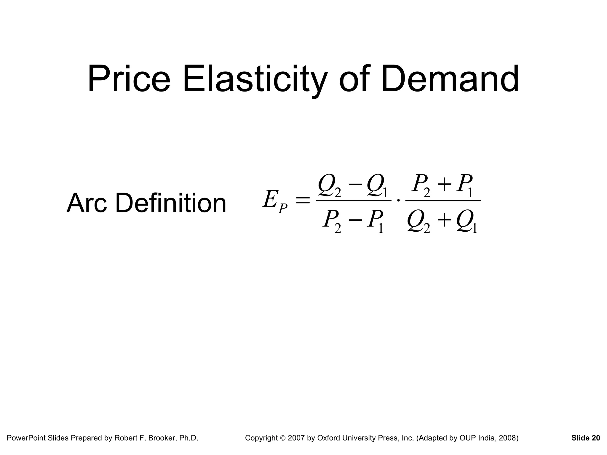 Price Elasticity of Demand Arc Definition 