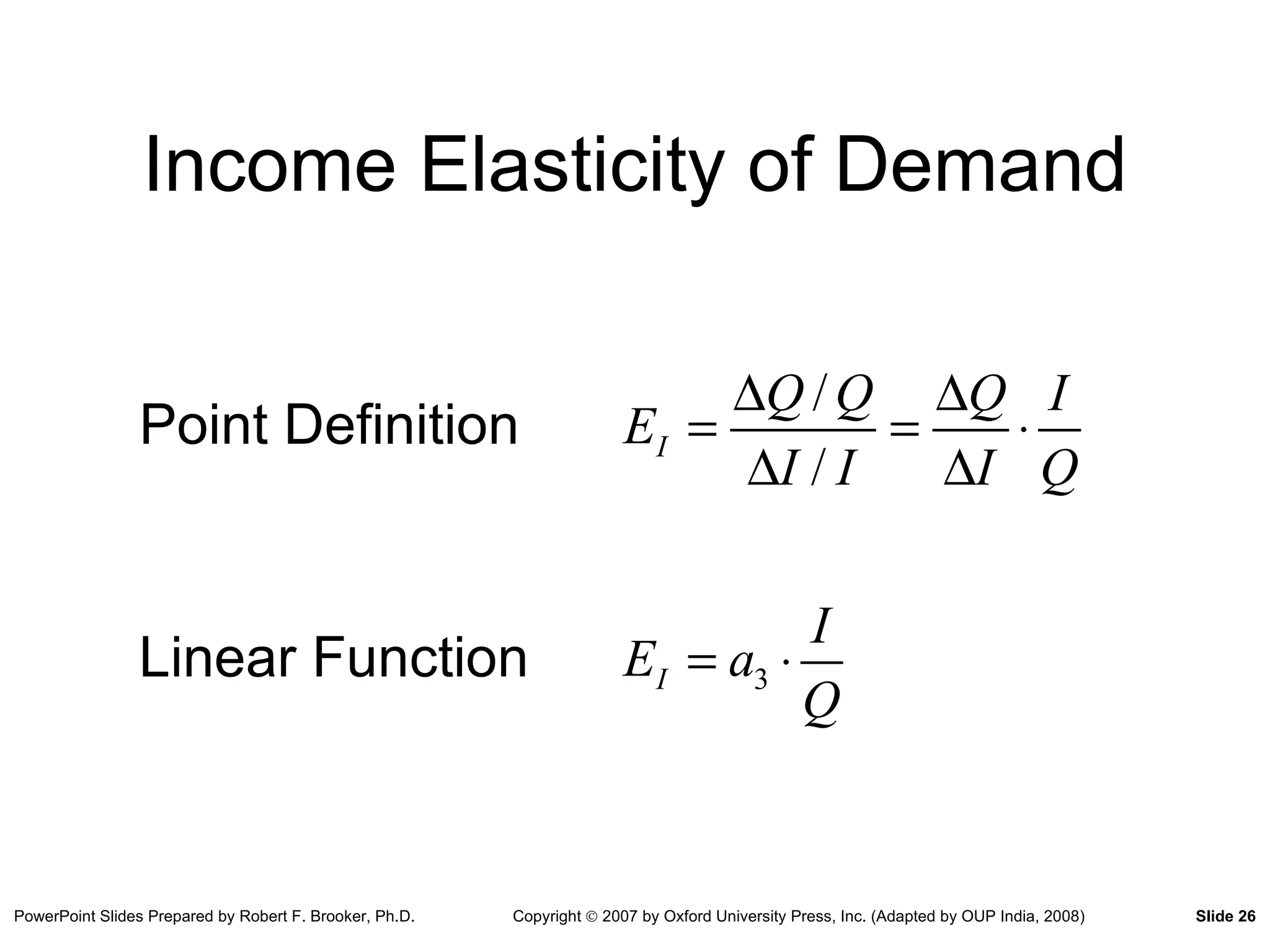 Income Elasticity of Demand Linear Function Point Definition 