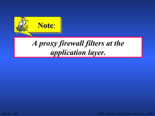 A proxy firewall filters at the application layer. Note : 