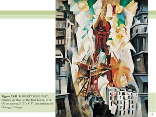 Figure 33-11 ROBERT DELAUNAY,
Champs de Mars or The Red Tower, 1911.
Oil on canvas, 5’ 3” x 4’ 3”. Art Institute of
Chicago, Chicago.

                                                 19
 