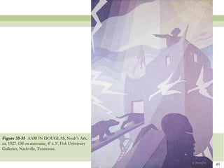 Figure 33-35 AARON DOUGLAS, Noah’s Ark,
ca. 1927. Oil on masonite, 4’ x 3’. Fisk University
Galleries, Nashville, Tennessee.


                                                      49
 