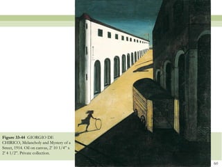 Figure 33-44 GIORGIO DE
CHIRICO, Melancholy and Mystery of a
Street, 1914. Oil on canvas, 2’ 10 1/4” x
2’ 4 1/2”. Private collection.

                                            60
 