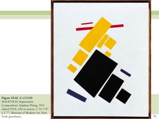 Figure 33-52 KAZIMIR
MALEVICH, Suprematist
Composition: Airplane Flying, 1915
(dated 1914). Oil on canvas, 1’ 10 7/8”
x 1’ 7”. Museum of Modern Art, New
York (purchase).                          70
 