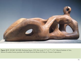 Figure 33-71 HENRY MOORE, Reclining Figure, 1939. Elm wood, 3’ 1” x 6’ 7” x 2’ 6”. Detroit Institute of Arts,
Detroit (Founders Society purchase with funds from the Dexter M. Ferry, Jr. Trustee Corporation).



                                                                                                                91
 