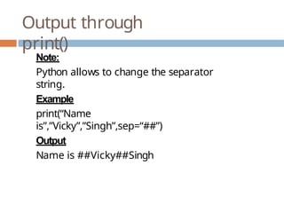 CH-3 FEATURES OF PYTHON, data types token | PPTX
