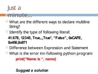 python multiline string - 5 ways explained with... CH-3 FEATURES OF PYTHON, data types token | PPTX