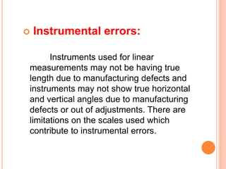 Linear Error Instrumentation LINEAR MEASUREMENT techniques in civil engineering | PPTX