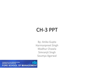 CH-3 PPT By: Anika Gupta Harmanpreet Singh MadhurChawla Simranjit Singh SoumyaAgarwal 
