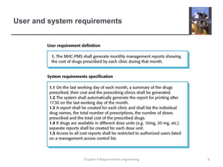 User and system requirements
6Chapter 4 Requirements engineering
 