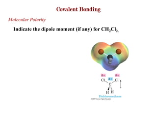 Covalent Bonding
Molecular Polarity

  Indicate the dipole moment (if any) for CH2Cl2.
 