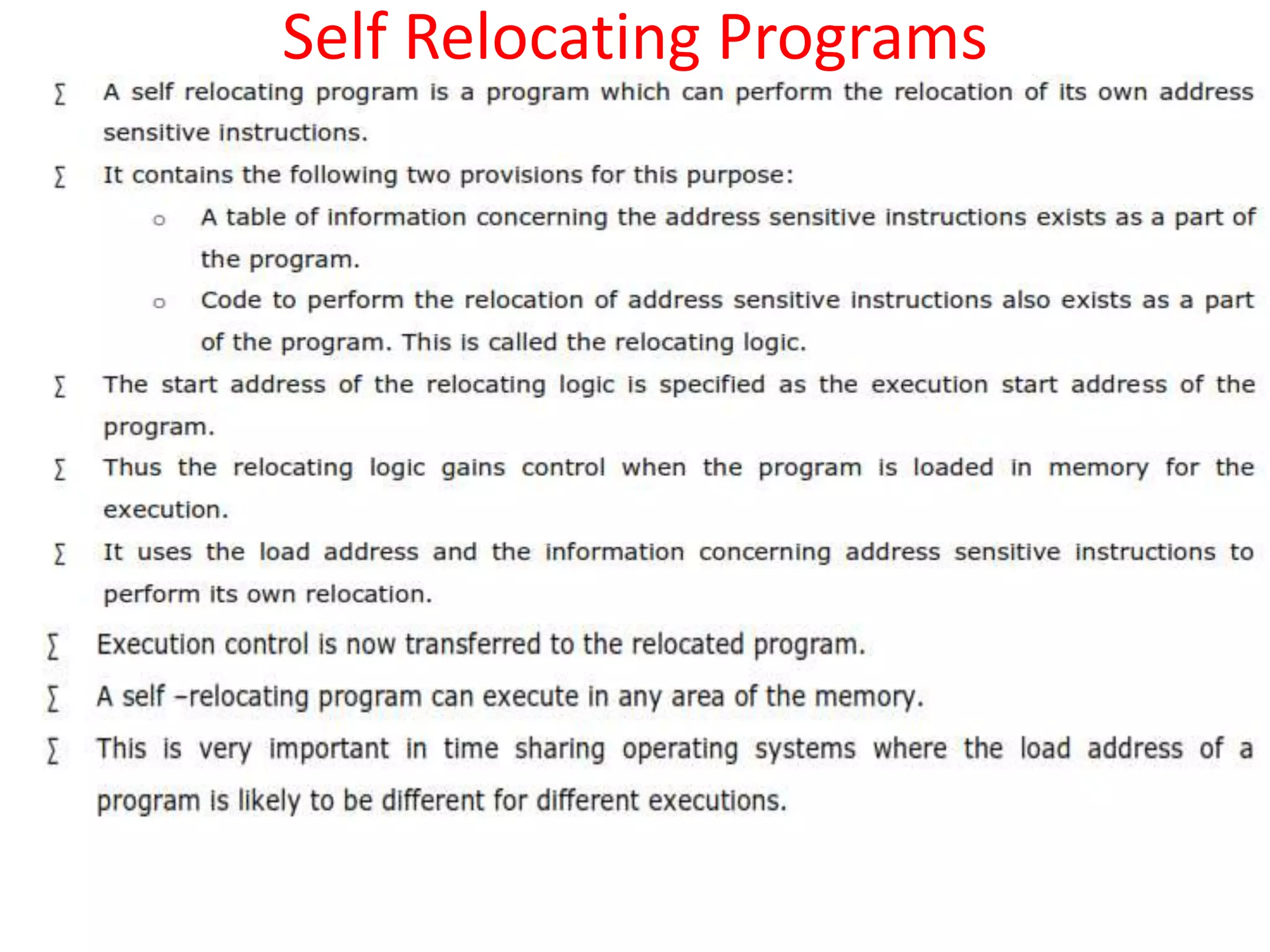 Self Relocating Programs
 