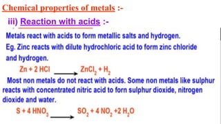 Chemical properties of metals :-
iii) Reaction with acids :-
 