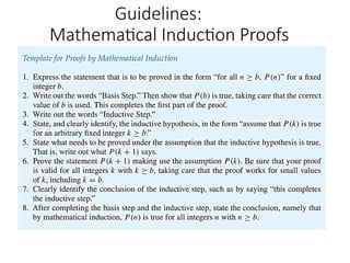 Guidelines:
Mathematical Induction Proofs
 