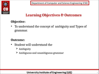 Ambiguous and Unambiguous Grammar and MFC | PPT
