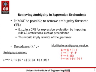 Ambiguous and Unambiguous Grammar and MFC | PPT