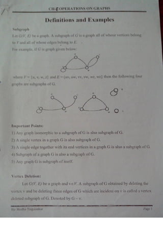 Chapter 6: OPERATIONS ON GRAPHS