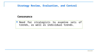 Ch 8-29
Strategy Review, Evaluation, and Control
 Need for strategists to examine sets of
trends, as well as individual trends.
Consonance
 