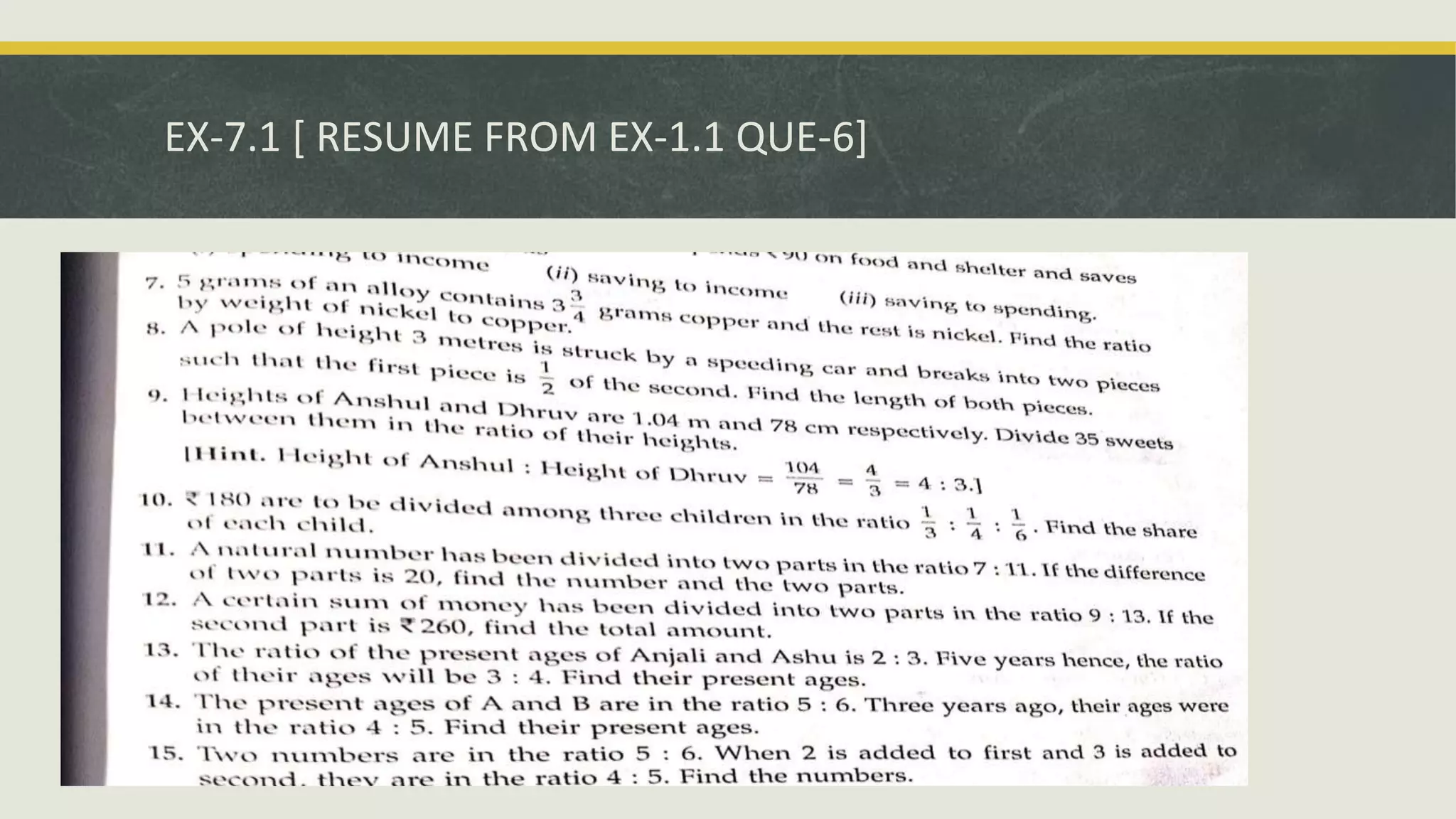 EX-7.1 [ RESUME FROM EX-1.1 QUE-6]
 