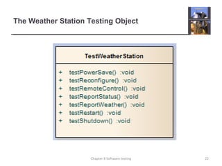 The Weather Station Testing Object
Chapter 8 Software testing 22
 
