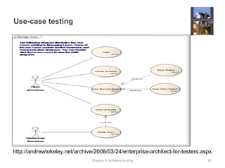 Use-case testing
Chapter 8 Software testing 47
http://andrewtokeley.net/archive/2008/03/24/enterprise-architect-for-testers.aspx
 
