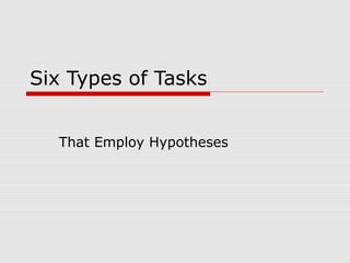Six Types of Tasks
That Employ Hypotheses
 