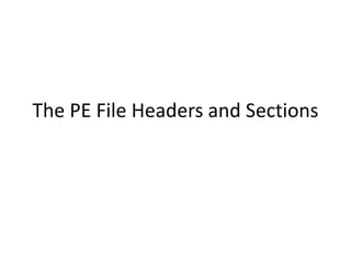 The PE File Headers and Sections
 