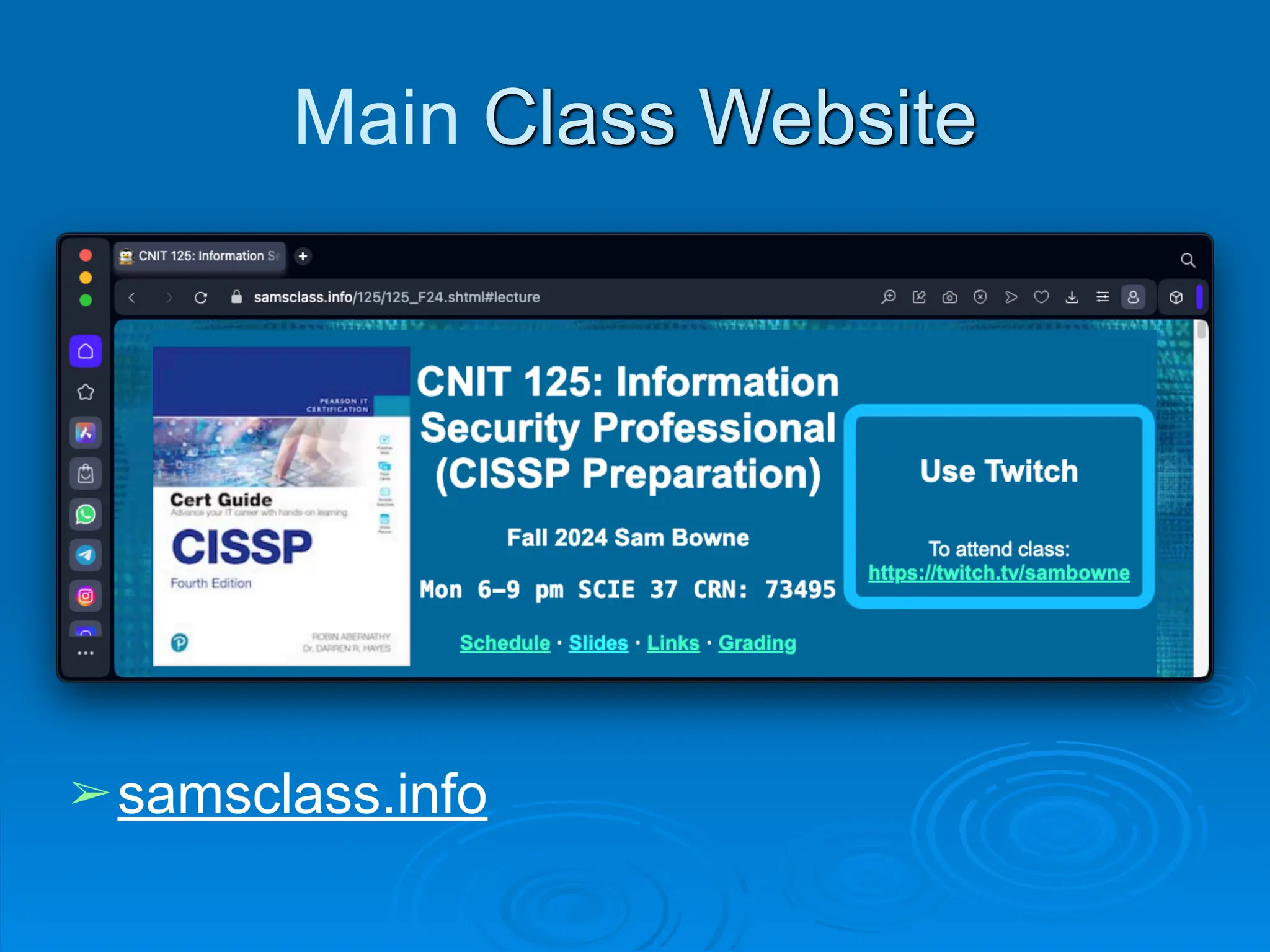 Main Class Website
➢samsclass.info
 