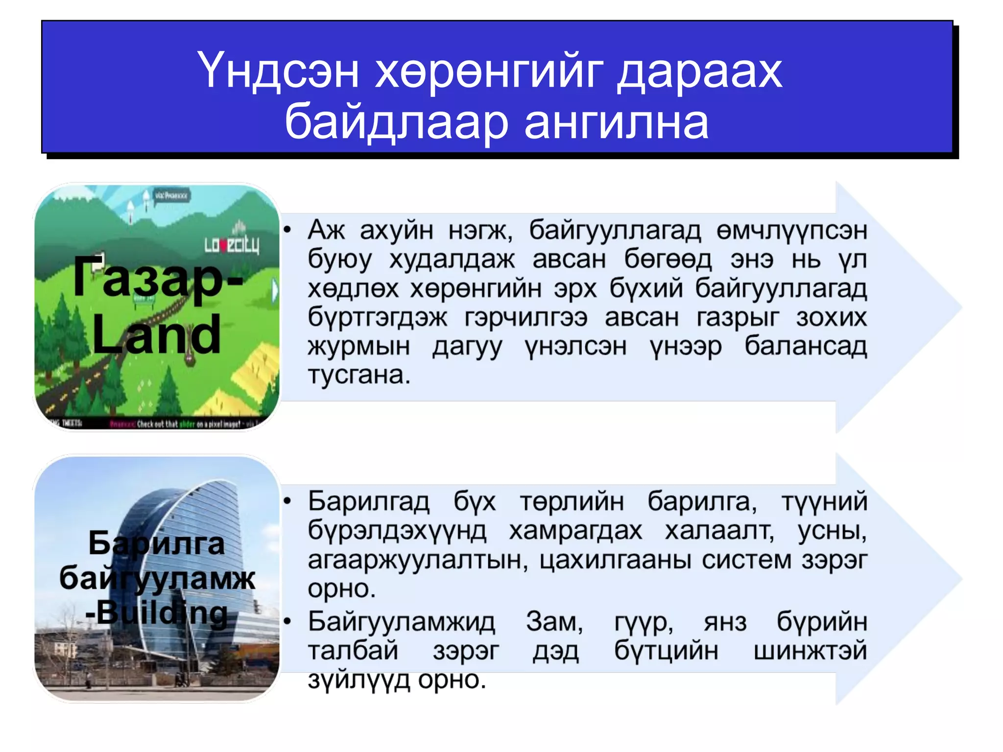 Үндсэн хөрөнгийг дараах 
байдлаар ангилна 
 