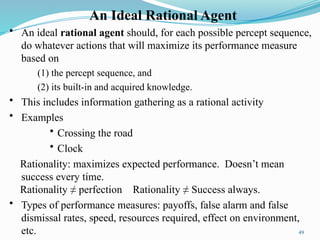 Ration Agent Approach Example Artificial Intelligence Chapter 1 and chapter 2 | PPTX