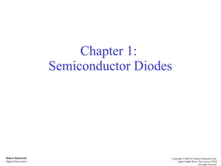 Chapter 1:  Semiconductor Diodes Robert Boylestad Digital Electronics Copyright ©2002 by Pearson Education, Inc. Upper Saddle River, New Jersey 07458 All rights reserved. 