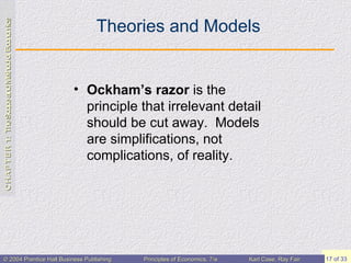 Theories and Models Ockham’s razor  is the principle that irrelevant detail should be cut away.  Models are simplifications, not complications, of reality. 