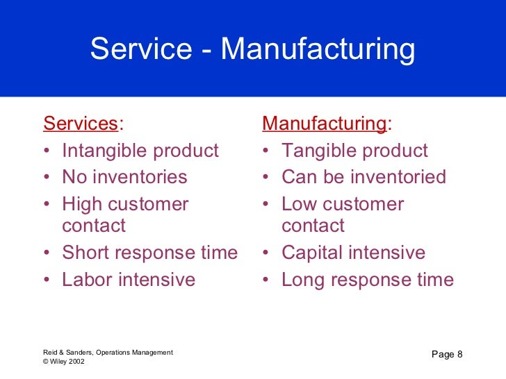 🎉 Distinguish between manufacturing operations and service operations