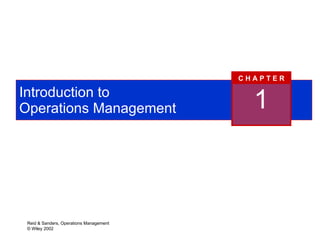 Introduction to  Operations Management 1 C H A P T E R 