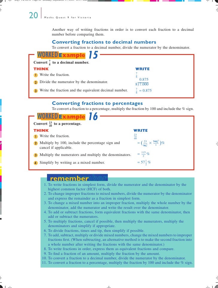 worked example converting a fraction