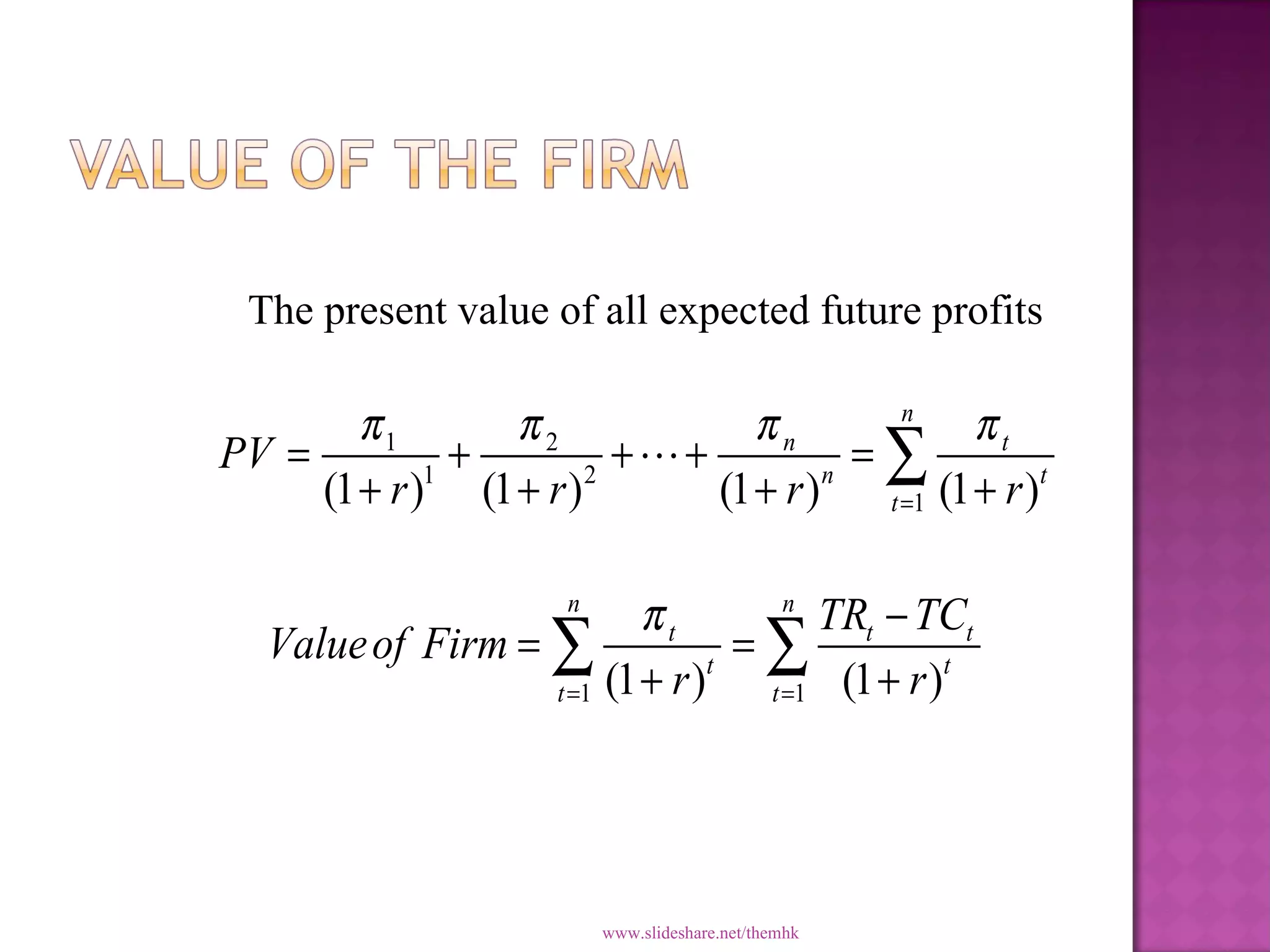 www.slideshare.net/themhk The present value of all expected future profits