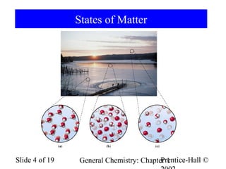 States of Matter

Slide 4 of 19

Prentice-Hall ©
General Chemistry: Chapter 1

 