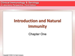 Clinical Immunology & Serology
A Laboratory Perspective, Third Edition
Copyright © 2010 F.A. Davis CompanyCopyright © 2010 F.A. Davis Company
Introduction and Natural
Immunity
Chapter One
 