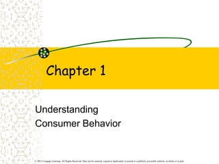Chapter 1
Understanding
Consumer Behavior
© 2013 Cengage Learning. All Rights Reserved. May not be scanned, copied or duplicated, or posted to a publicly accessible website, in whole or in part.
 