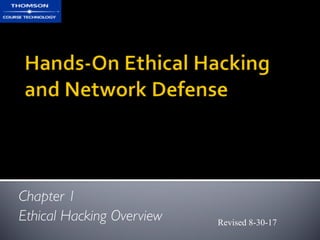 Chapter 1
Ethical Hacking Overview Last modified 1-11-17
 
