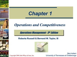Copyright 2006 John Wiley & Sons, Inc.
Beni Asllani
University of Tennessee at Chattanooga
Operations and Competitiveness
Operations Management - 5th Edition
Chapter 1
Roberta Russell & Bernard W. Taylor, III
 