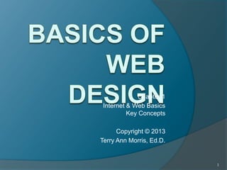 Chapter 1
Internet & Web Basics
Key Concepts
Copyright © 2013
Terry Ann Morris, Ed.D.
1
 