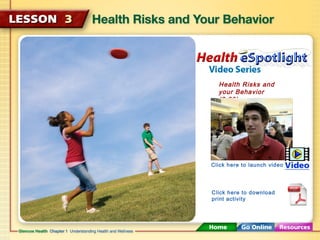 Health Risks and
your Behavior
(3:30)
Click here to launch video
Click here to download
print activity
 