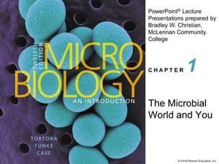 PowerPoint® Lecture
Presentations prepared by
Bradley W. Christian,
McLennan Community
College
C H A P T E R
© 2016 Pearson Education, Inc.
The Microbial
World and You
1
 