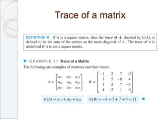 Trace of a matrix
 