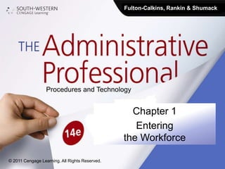 © 2011 Cengage Learning. All Rights Reserved.
Fulton-Calkins, Rankin & Shumack
Procedures and Technology
Chapter 1
Entering
the Workforce
 