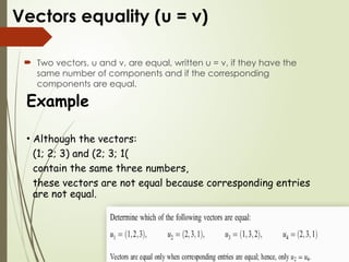 Vector Examples Math With 3 Numbers Linear Algebra Ch1 - Vectors for University2 | PPTX