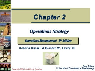 Beni Asllani University of Tennessee at Chattanooga Operations Strategy Operations Management - 5 th  Edition Chapter 2 Roberta Russell & Bernard W. Taylor, III 
