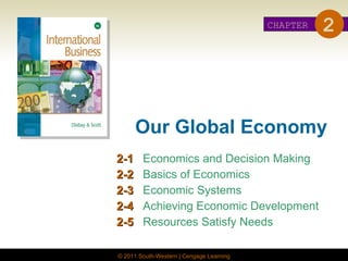 Our Global Economy 2-1 Economics and Decision Making 2-2 Basics of Economics 2-3 Economic Systems 2-4 Achieving Economic Development 2-5 Resources Satisfy Needs CHAPTER 2 