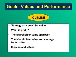 Goals, Values and Performance ,[object Object],[object Object],[object Object],[object Object],[object Object],OUTLINE 